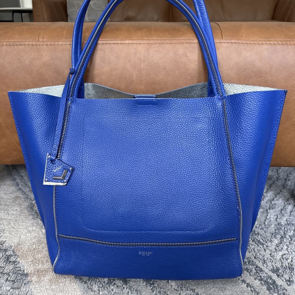 Botkier Women's Soho Leather Tote Sapphire Zipper Accents Large
